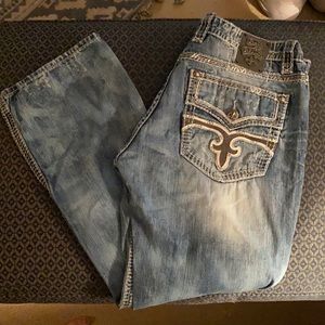 Rock Revival relax straight, slight stone wash jeans